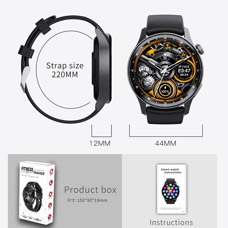 1.35 Inch Smart Watch Bluetooth Calls Health Monitoring 150+ Sports Black - Black Milan