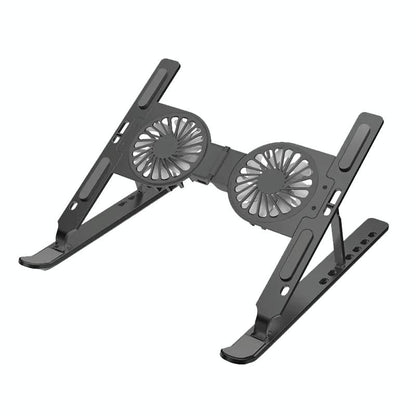 Foldable Laptop Cooling Stand with Ambient Light - Gray