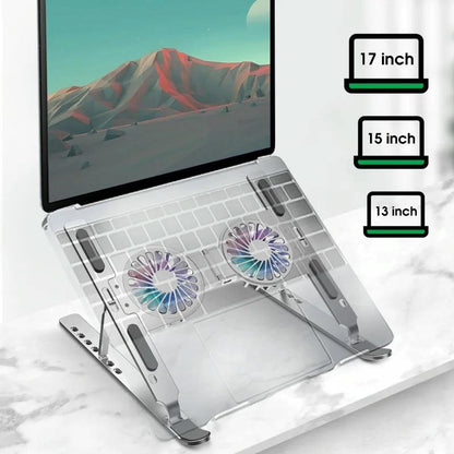 Foldable Laptop Cooling Stand with Ambient Light - Gray