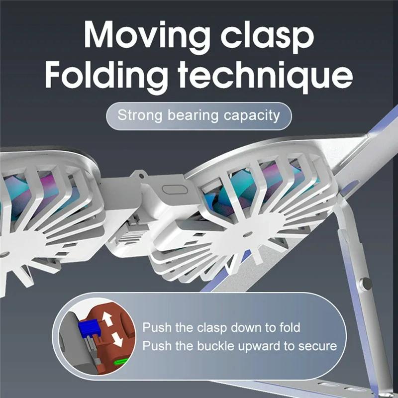 Foldable Laptop Cooling Stand with Ambient Light - Gray