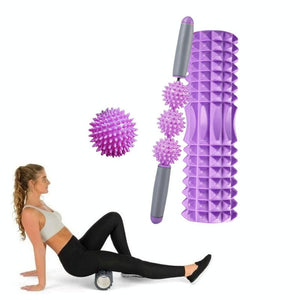 3 - In - 1 Eva Foam Roller Set For Muscle Relaxation And Yoga 33Cm Purple - Factory Direct Shop