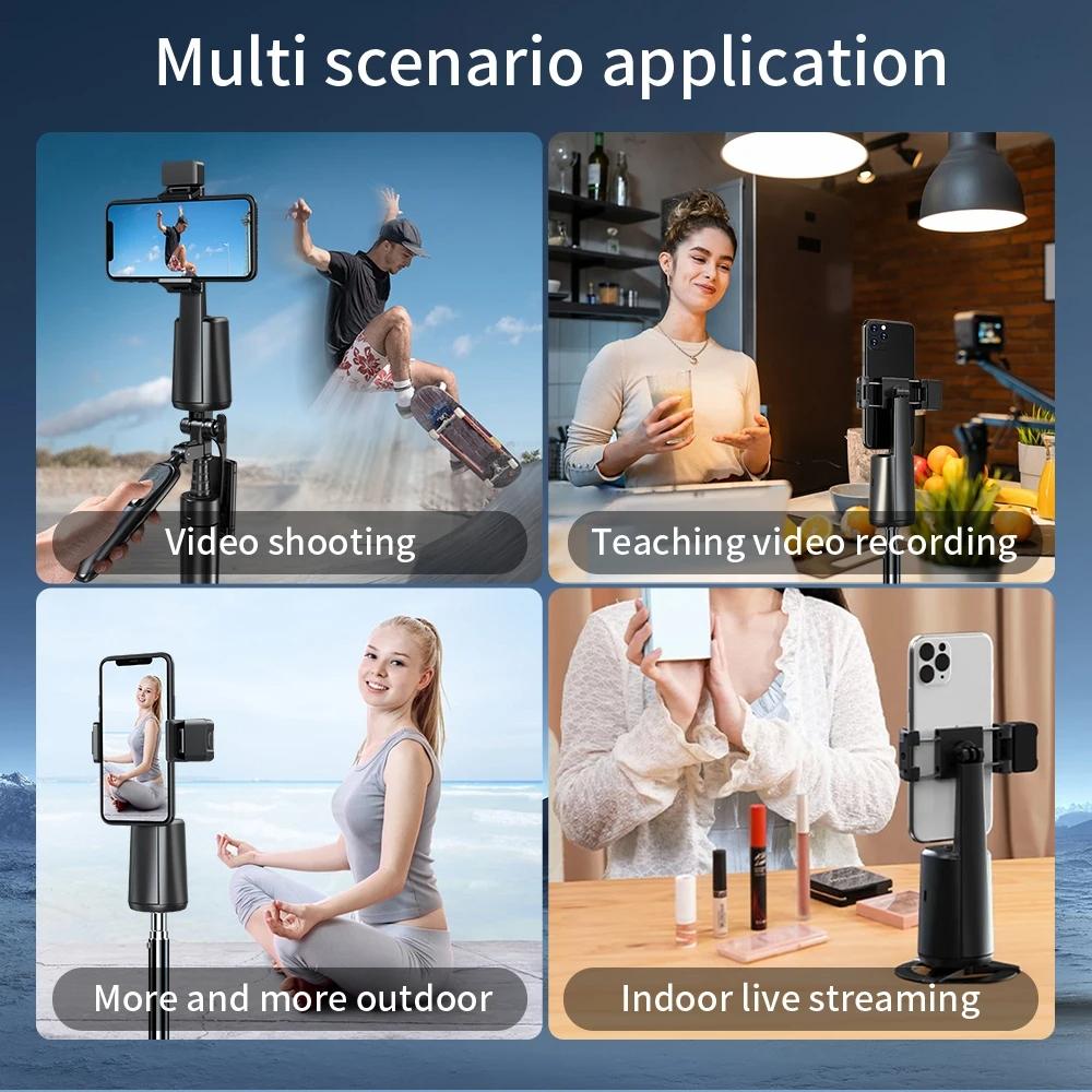 Auto Tracking Gimbal Stabilizer with Fill Light and Selfie Stick - 360 Degree Rotation - A200 Set 3