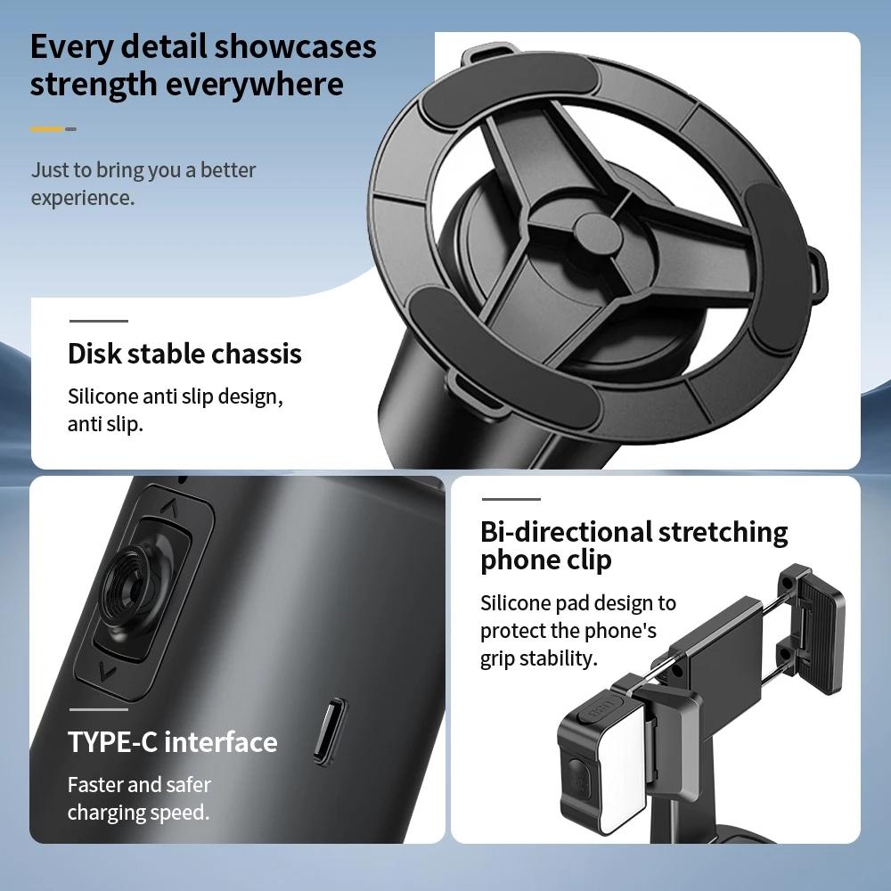 Auto Tracking Gimbal Stabilizer with Fill Light and Selfie Stick - 360 Degree Rotation - A200 Set 3