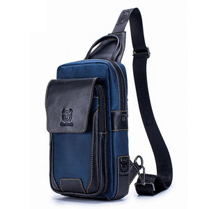 Leather Men Chest Bag Casual Shoulder Bag Black / Blue - Factory Direct Shop