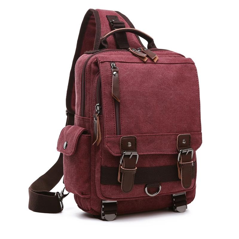 Red Canvas Chest Bag For Outdoor Travel Messenger Style - Factory Direct Shop
