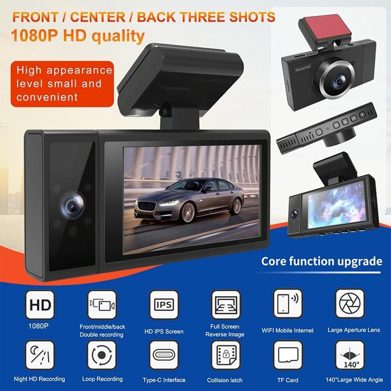 1080p Hd Triple Recording Car Recorder with Wifi & Mobile App