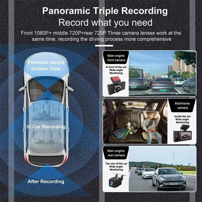 1080p Hd Triple Recording Car Recorder with Wifi & Mobile App