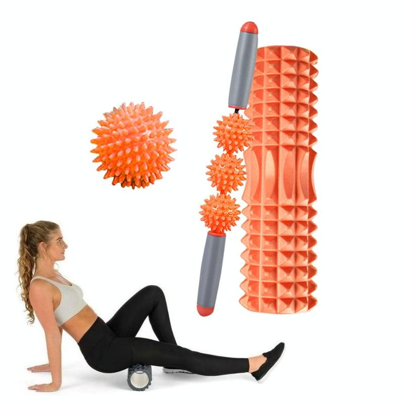 3 - In - 1 Eva Foam Roller Set 33Cm Length Orange Crescent - Factory Direct Shop