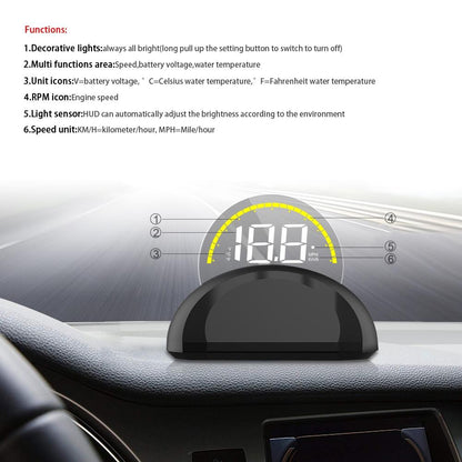Universal Car Obd2 Hud 2.6 Inch Vehicle Head Up Display