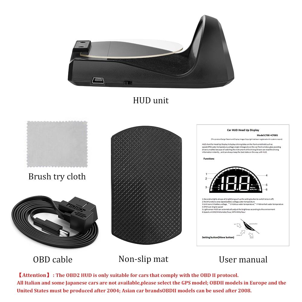 Universal Car Obd2 Hud 2.6 Inch Vehicle Head Up Display