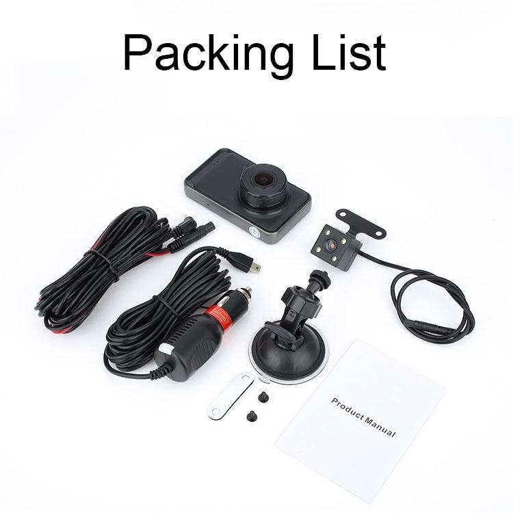 1080p Hd Dual-lens Driving Recorder with Motion Detection - 3 Inch