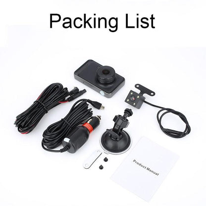 1080p Hd Dual-lens Driving Recorder with Motion Detection - 3 Inch