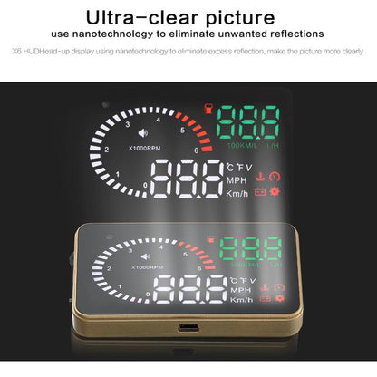3.5 Inch Car Obdii / Euobd Hud Vehicle Mounted Head Up Display Speed Water Temp Alarm Fuel Battery