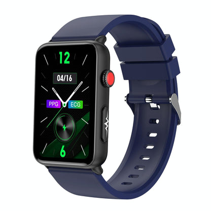 Bluetooth Smart Watch With Ecg Temperature And Heart Rate - Black Leather