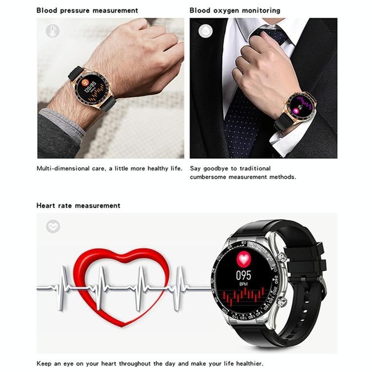 Smart Bluetooth Watch With Nfc Black Leather