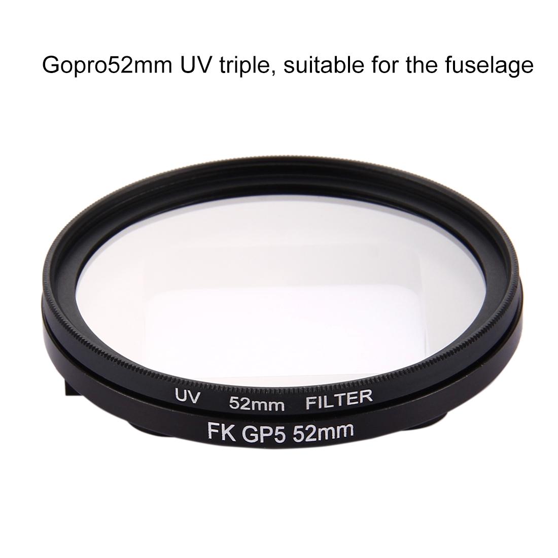 3-in-1 52mm Round Uv Lens Filter for Gopro Hero7 / 6 / 5 with Cap