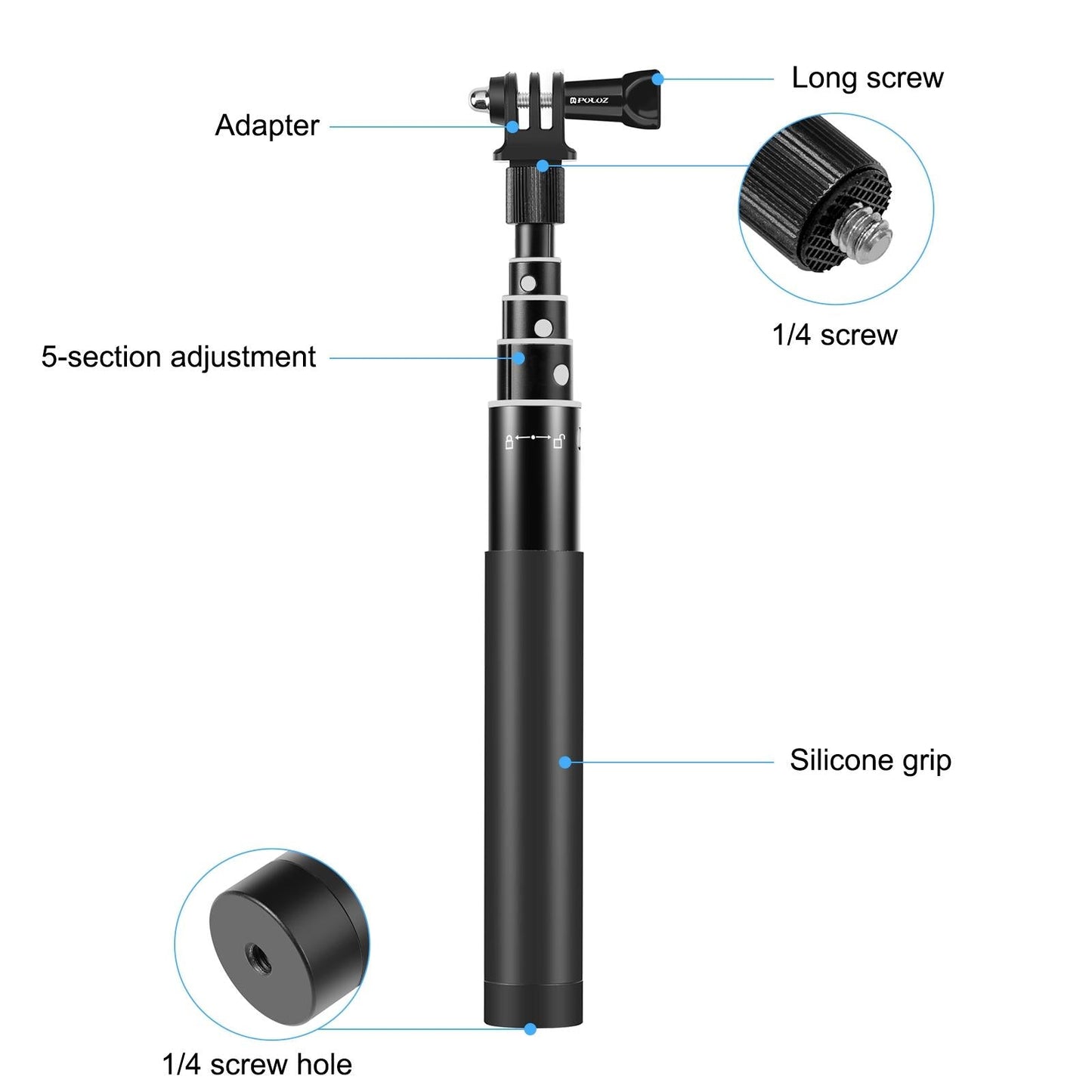 70cm Selfie Stick with Invisible Adapter for Insta360 one X2 / X3