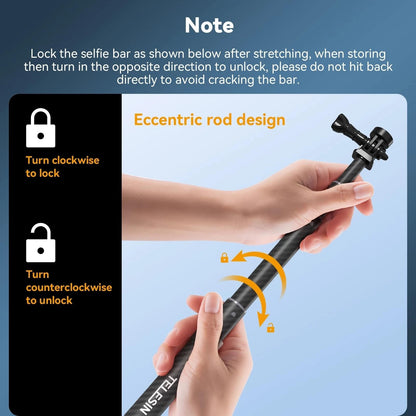 Carbon Fiber Selfie Stick for Action Cameras - 1 / 4 Screw