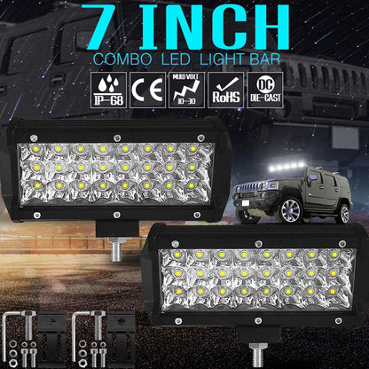 7 Inch 18W 1800Lm 3 Row Led Strip Light Working Refit Off - Road Vehicle Lamp Roof Strip Light