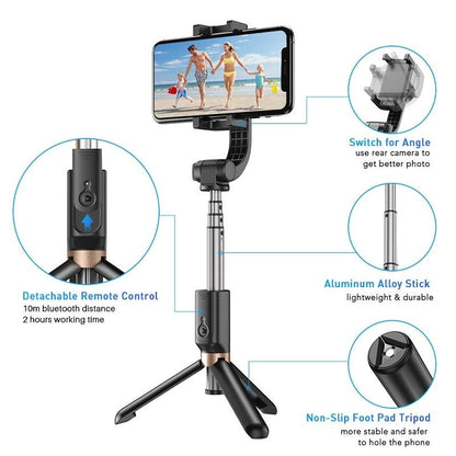 Multifunctional Mobile Phone Gimbal Stabilizer with Live Video and Selfie Stick