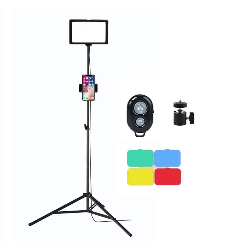 8 Three-colour Photography Flat-panel Live Fill Light - 0.5m Bracket & Bluetooth Remote