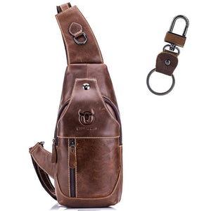 Retro Leather Crossbody Chest Bag Chestnut Brown + Buckle - Factory Direct Shop