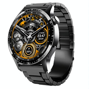 1.35 Inch Smart Watch Bluetooth Calls Health Monitoring 150+ Sports Black - Black 3-Beads Steel