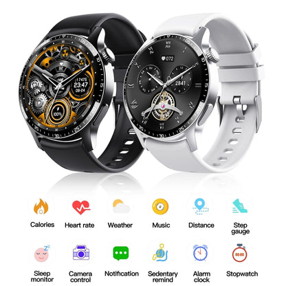 1.35 Inch Smart Watch Bluetooth Calls Health Monitoring 150+ Sports Black - Black 3-Beads Steel