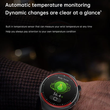 Smart Round Screen Watch With Bt Call And Health Tracking - Leather - Leather Black