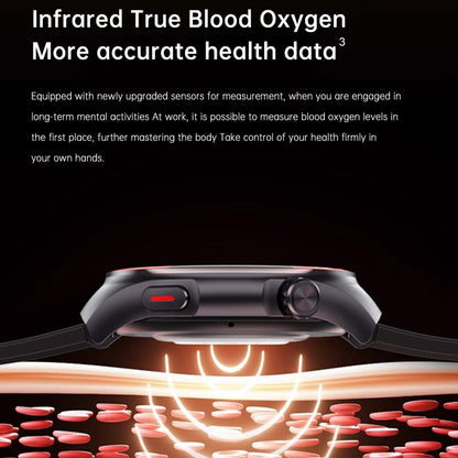 Smart Round Screen Watch With Bt Call And Health Tracking - Leather - Leather Black