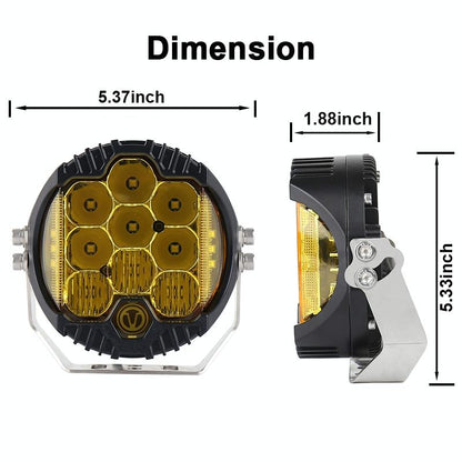 5 Inch Dc12V - 30V 5000Lm 6500K 50W Car Led Light On Three Sides Headlight For Jeep Wrangler Gold Light
