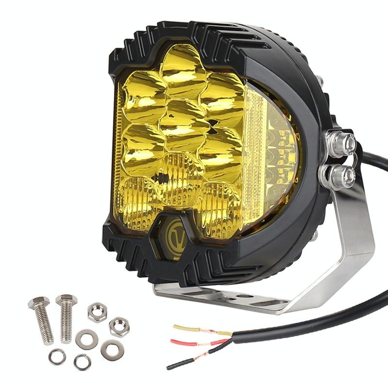 5 Inch Dc12V - 30V 5000Lm 6500K 50W Car Led Light On Three Sides Headlight For Jeep Wrangler Gold Light