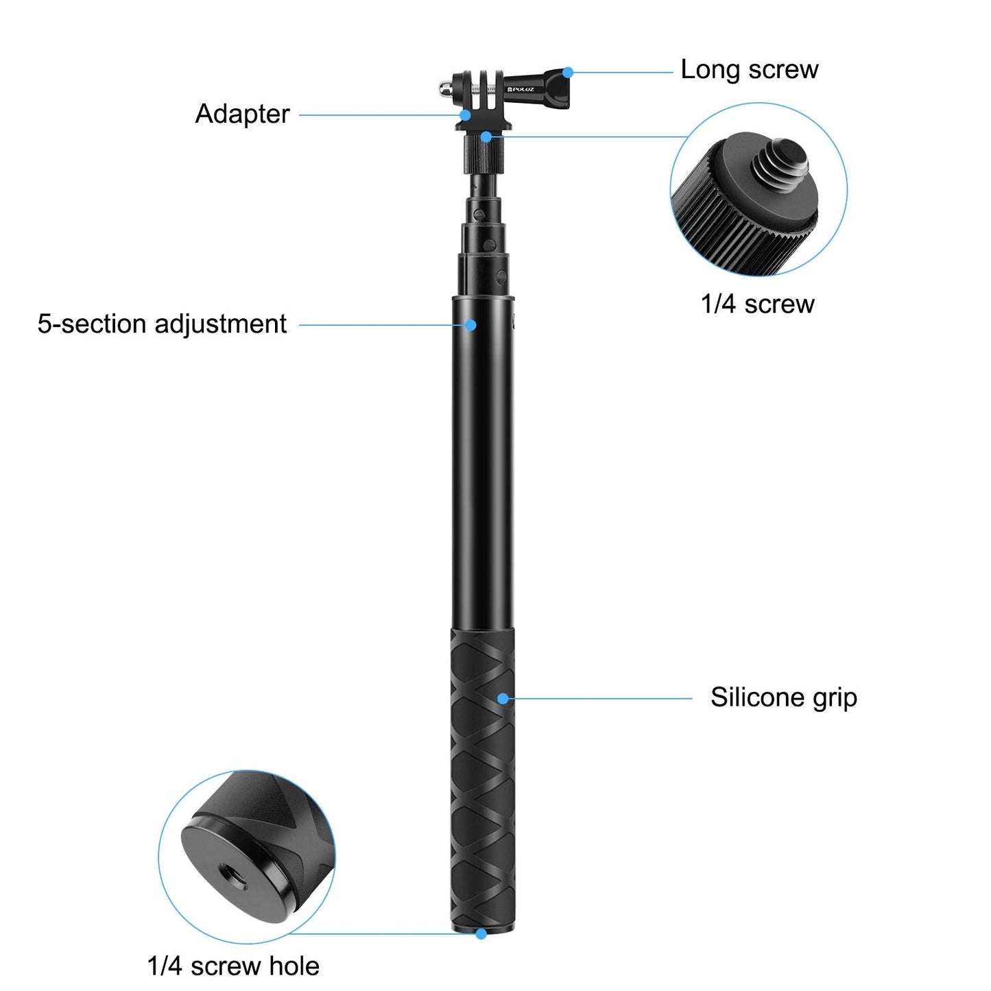 110cm Metal Selfie Stick Monopod for Insta360 one Rs X2 X3 X4