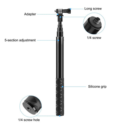 110cm Metal Selfie Stick Monopod for Insta360 one Rs X2 X3 X4