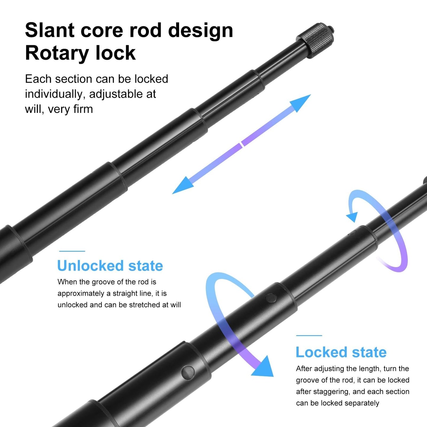 110cm Metal Selfie Stick Monopod for Insta360 one Rs X2 X3 X4