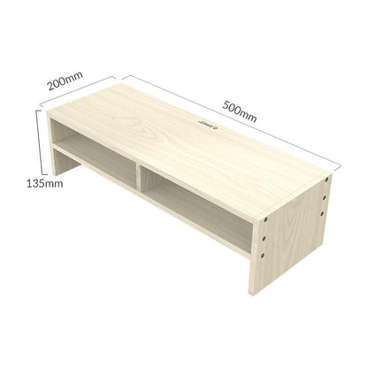 Wood Grain 2-tier Monitor Stand with Partition