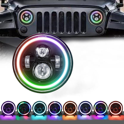 7 Inch Car Colorful Round Angel Eye Headlight