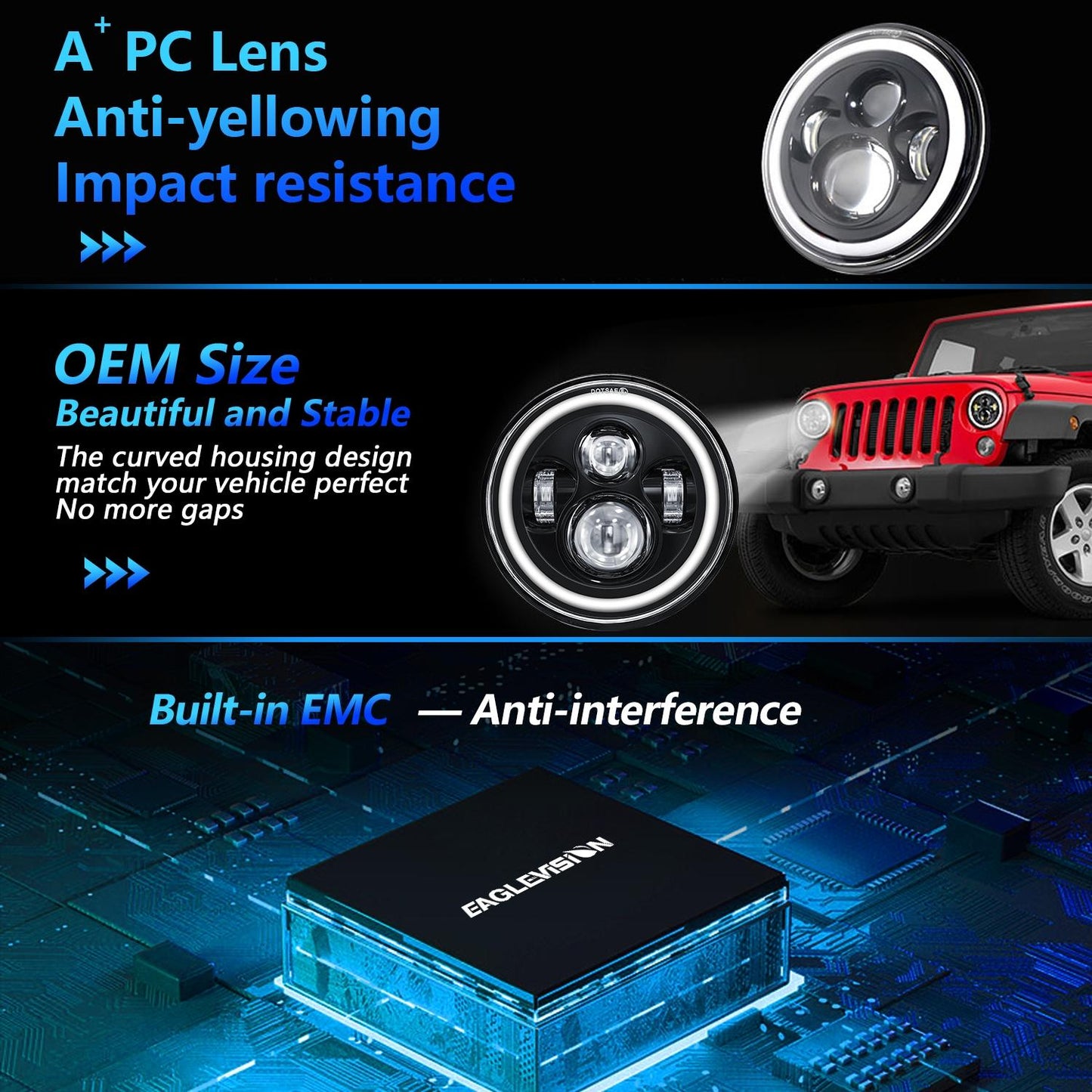 7 Inch Car Colorful Round Angel Eye Headlight