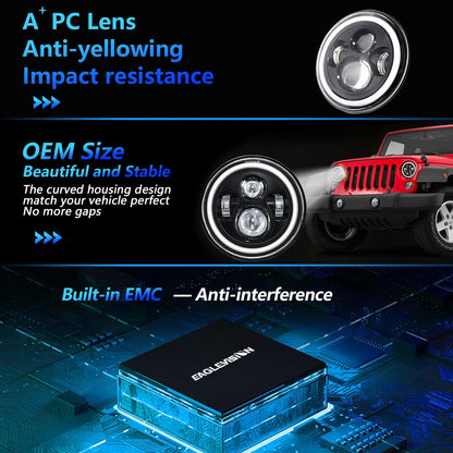 7 Inch Car Colorful Round Angel Eye Headlight