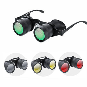 Fishing Binoculars with color-changing lenses on a white background
