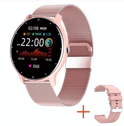Heart Rate / Blood Oxygen / Blood Pressure Monitoring Bluetooth Smart Calling Watch - Mesh Pink
