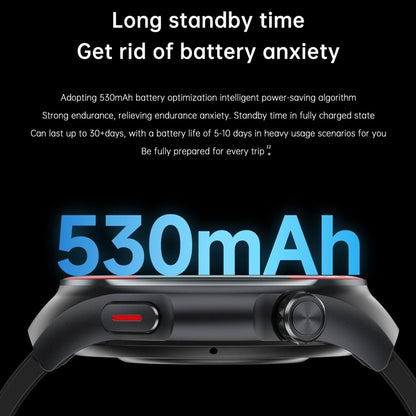 Smart Round Screen Watch With Bt Call And Health Tracking - Leather - Silicone Black