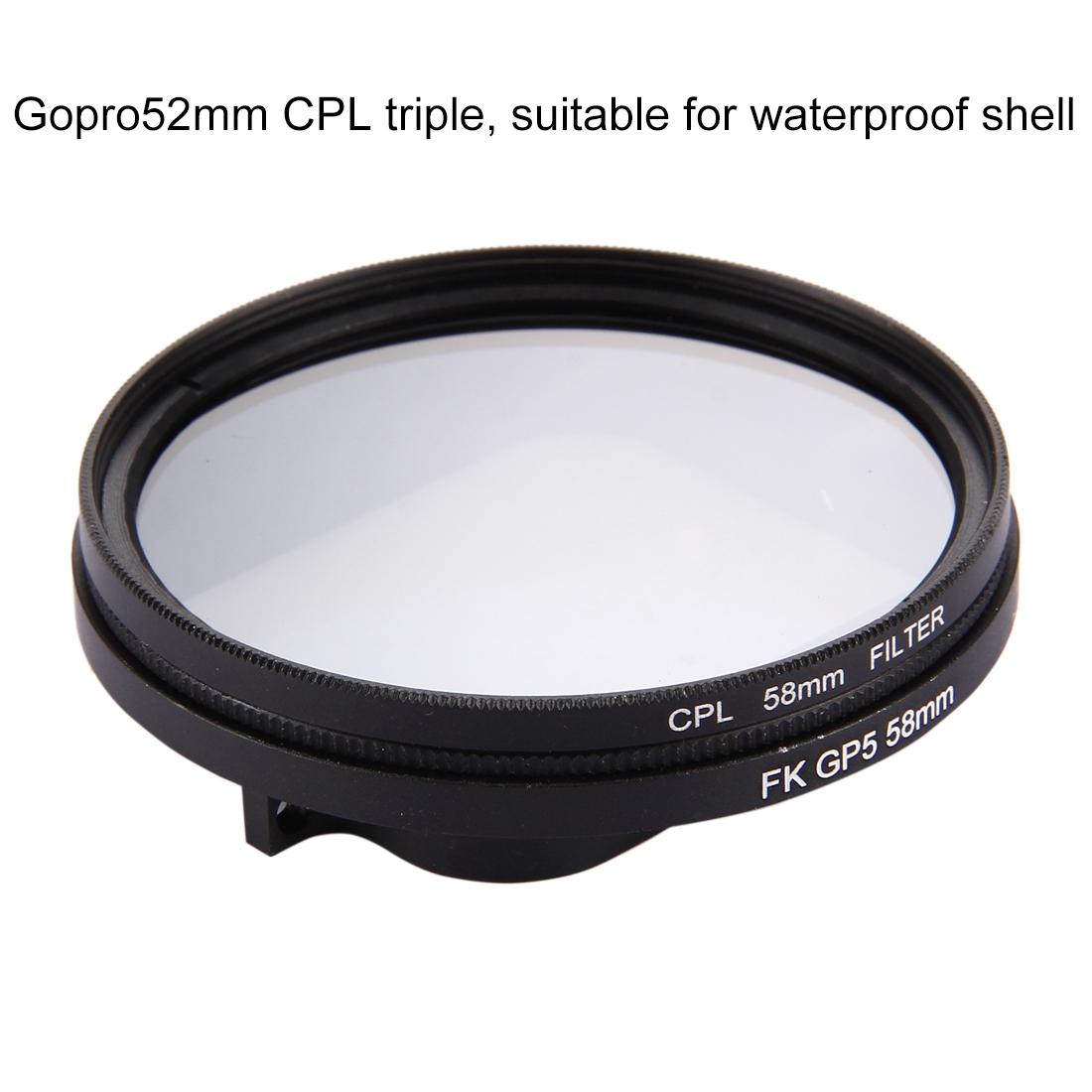 3-in-1 58mm Round Cpl Lens Filter for Gopro Hero7 / 6 / 5 with Cap