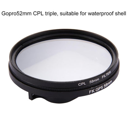 3-in-1 58mm Round Cpl Lens Filter for Gopro Hero7 / 6 / 5 with Cap