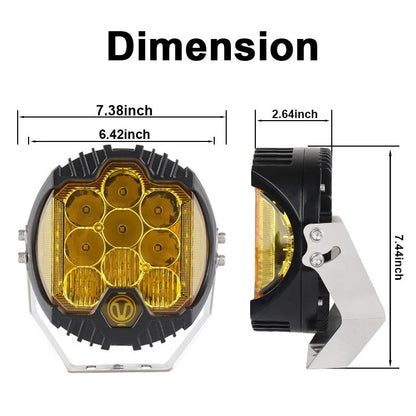 Car Led Light On Three Sides Headlight For Jeep Wrangler 7 Inch Dc12V