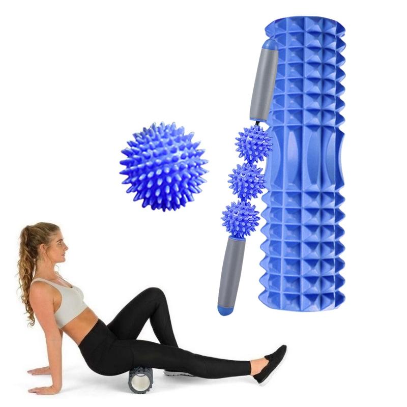 3 - In - 1 Eva Foam Roller Set 45Cm Length Blue Crescent - Factory Direct Shop