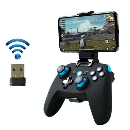 Wireless Game Controller for Android / Ios / Pc / Ps3 with Bluetooth & 2.4ghz Includes Handle Bracket and Receiver - Blue