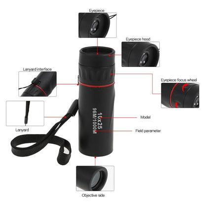 Portable High Definition Dual Focus Monocular Telescope - 10X25 - Professional