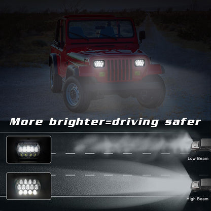 7 Inch 5X7 / 7X6 H4 Dc 9V - 30V 30000Lm 300W 8Leds Car Square Shape Led Headlight Lamps For Jeep Wrangler