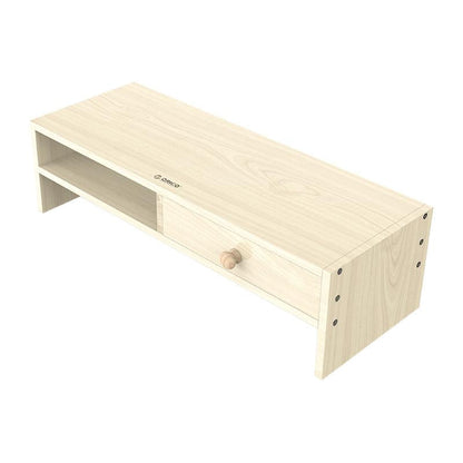 Wood Grain Monitor Stand with Drawer - 2 Layers